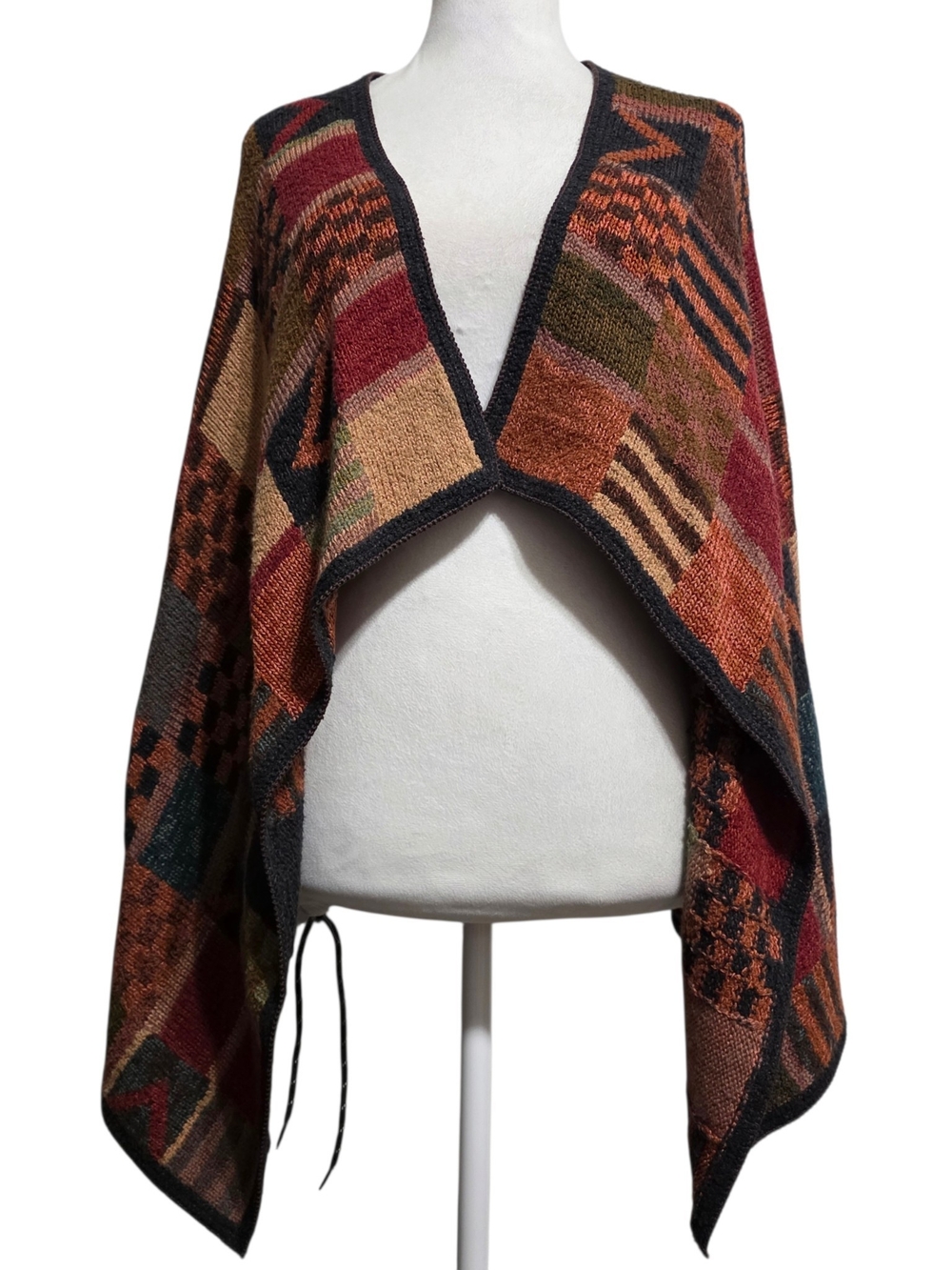 Peruvian Connection Kaffe Fassett Alpaca Pima Cotton Patchwork Knit  Cardigan M